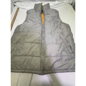Fourcast Outerwear Men Polyester Quilted Puffer Vest  Sz Largr Gray And Orange
